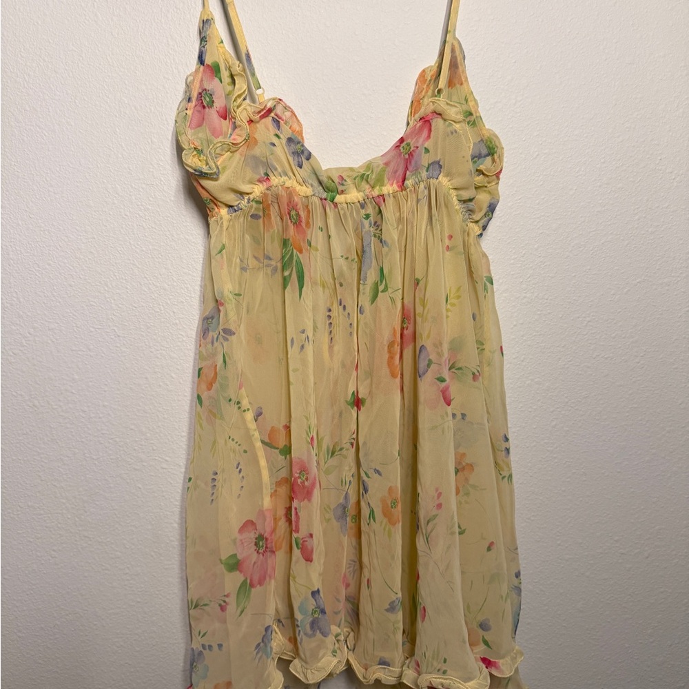 Victoria’s Secret yellow floral babydoll top - Picture 9 of 14